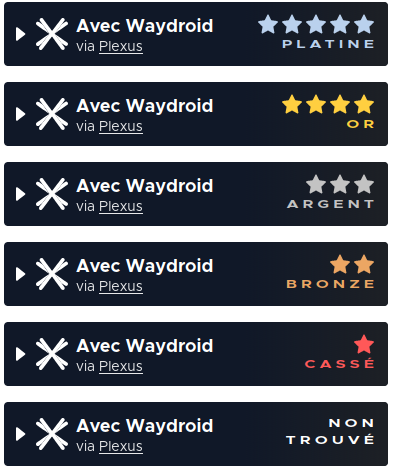 Capture d’écran de Penguin Runner, montrant 6 exemples de notations en utilisant Waydroid.